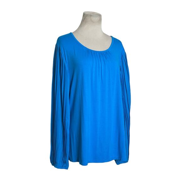 Talbots blue long pleated sleeves tunic blouse size 1X - Picture 9 of 9